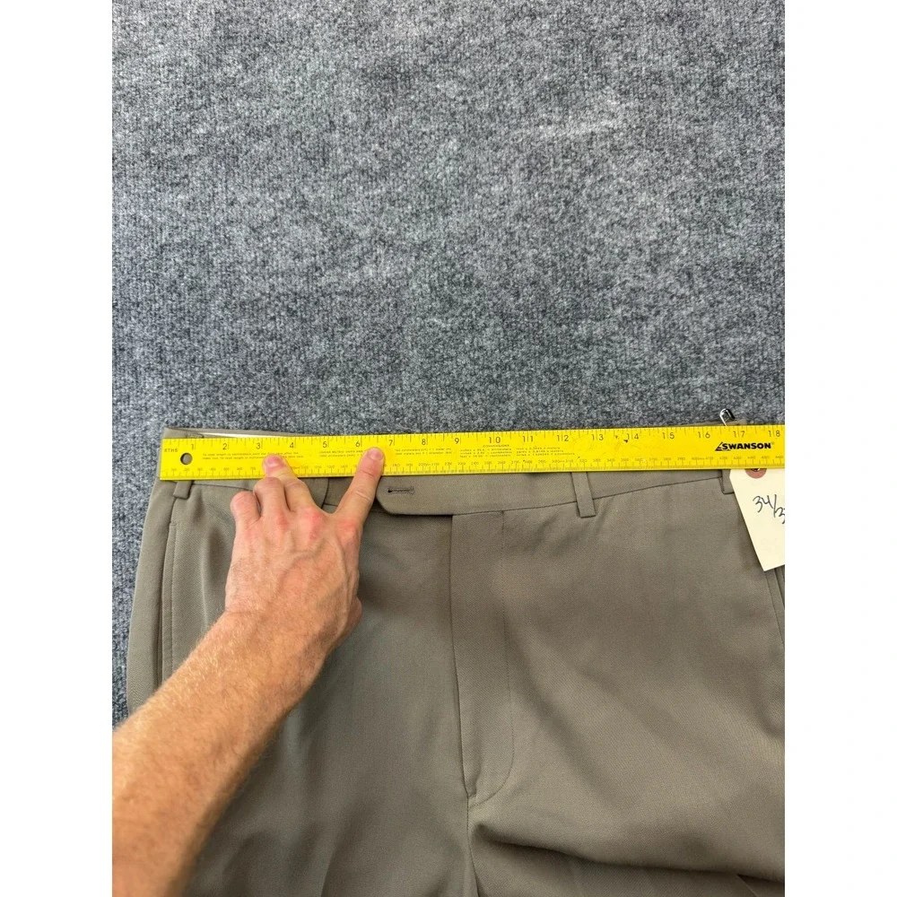 Brooks Brothers Dress Pants Mens 35x34 Beige Wool Flat Front Professional Career